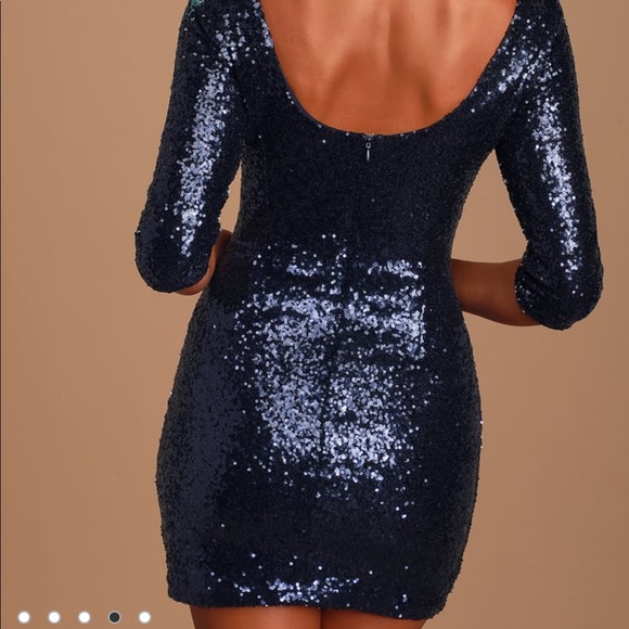 Lulu’s navy blue sparkly sequin dress - Picture 3 of 3